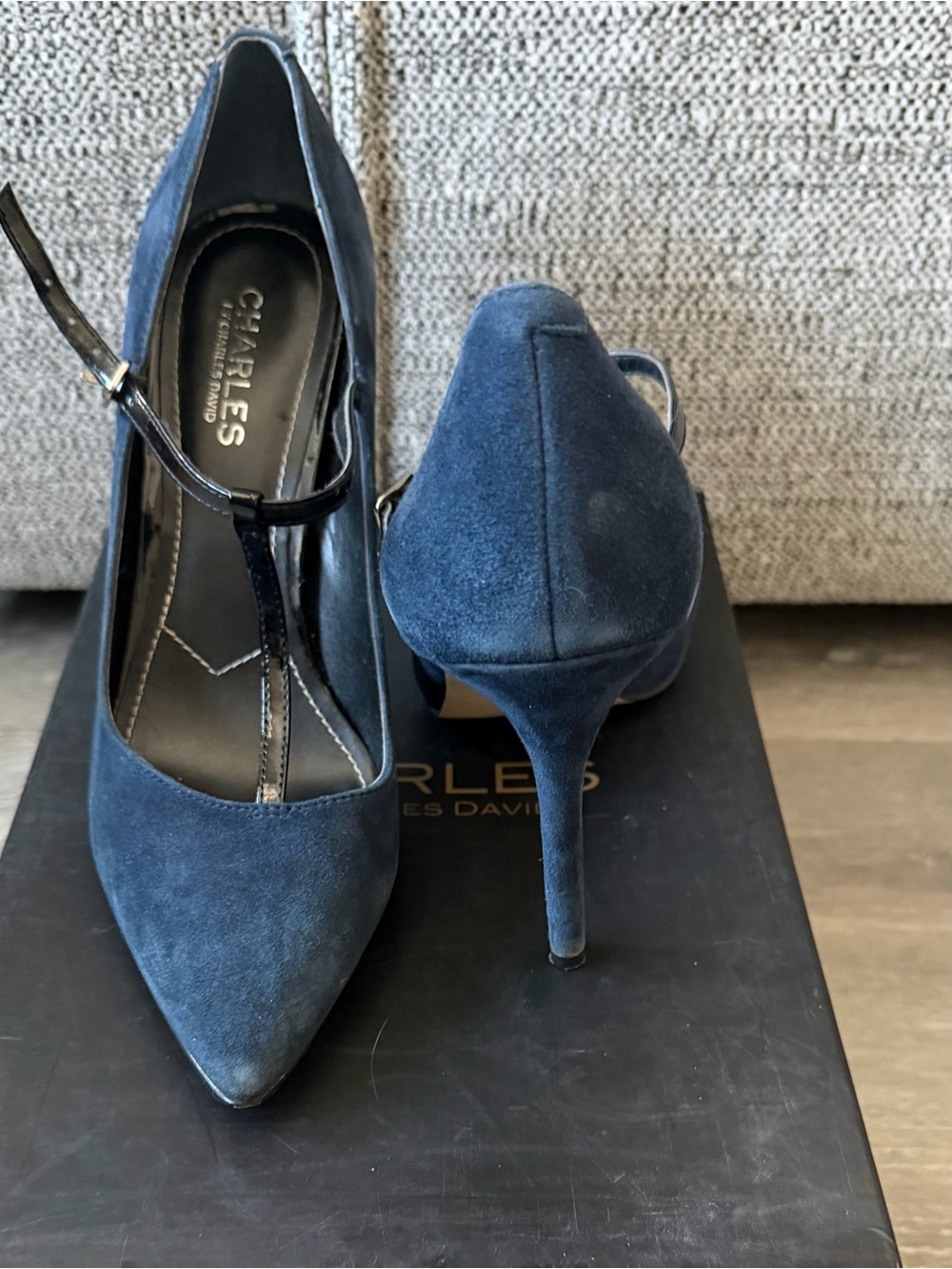 Charles David Navy Suede Stiletto Heels